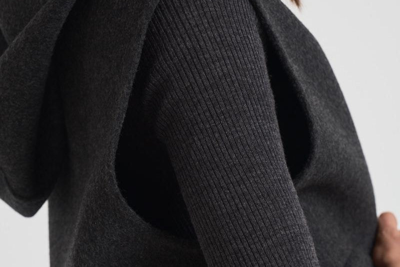 Capospalla a gilet con cappuccio in lana donna D410577 LEAK020ANTRACITE P.a.r.o.s.h. 