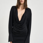 Abito donna corto nero con scollo profondo TM190107B BLACK THE ANDAMANE 