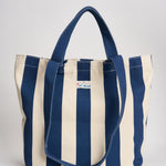 Borsa tote donna in cotone a righe blu STRIPESPOP 61 MC2 SAINT BARTH 