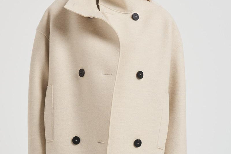 Cappotto donna corto doppiopetto panna AG2484 MLK410 HARRIS WHARF LONDON 