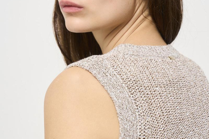Gilet donna in maglia grigio con glitter MG000167D 2600 HERNO 