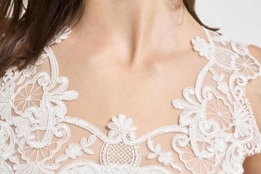 Abito donna lungo con pizzo bianco W06050581 WHITE MAURIZIO MYKONOS 