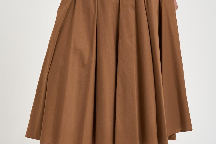Gonna midi donna a balze marrone S6SK34 T89 SEMICOUTURE 
