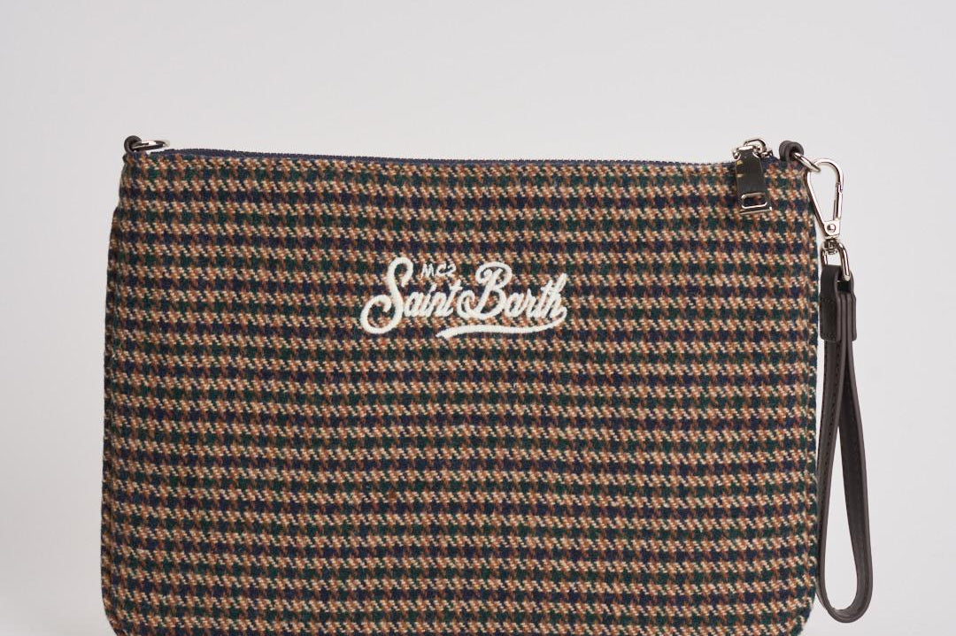 Pochette donna Parisienne Wool Pied de Poule verde PARISIENNE WLPDP5161 MC2 SAINT BARTH 