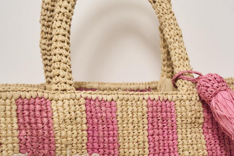 Borsa donna Colette in rafia a righe rosa COLETTERAFIA 01527H MC2 SAINT BARTH 