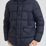 Piumino uomo trapuntato con cappuccio blu OU2087 3989 WOOLRICH 