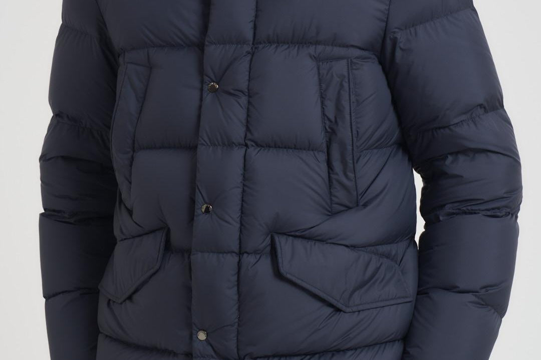 Piumino uomo trapuntato con cappuccio blu OU2087 3989 WOOLRICH 