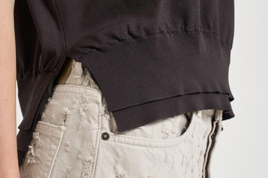 T-shirt donna in maglia marrone F6SA35 Y68 LIVIANA CONTI 