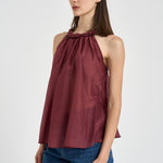 Top donna con torchon intrecciato bordeaux S6SI02 D57 SEMICOUTURE 