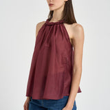 Top donna con torchon intrecciato bordeaux S6SI02 D57 SEMICOUTURE 