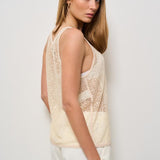 Top donna girocollo paillettes panna 104710 A2EXC03 PINKO 