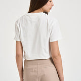 T-shirt donna girocollo bianca con ricamo EMILIE 03646L MC2 SAINT BARTH 