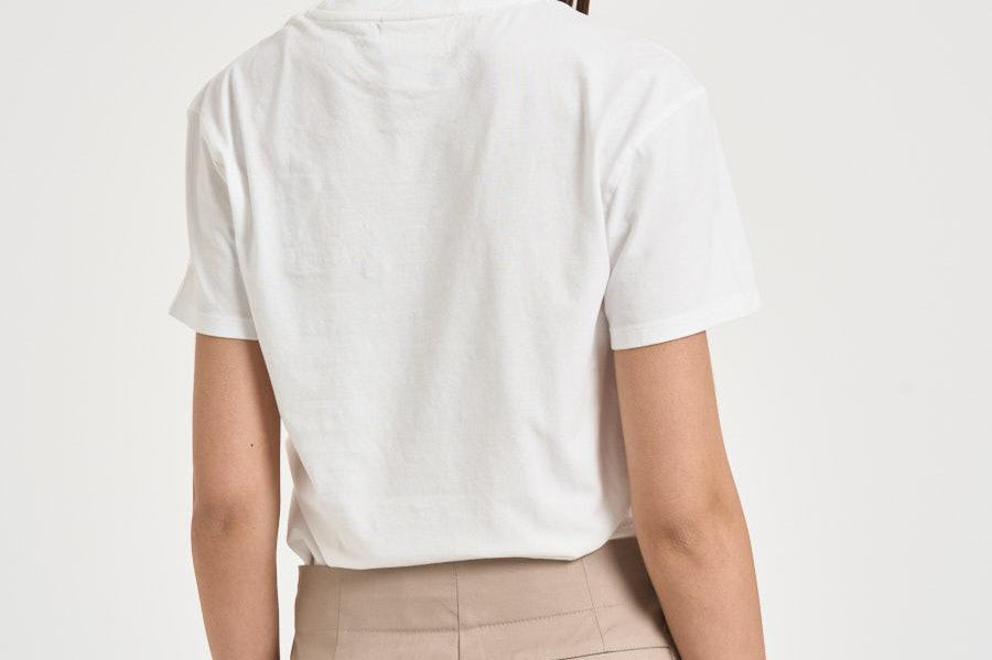 T-shirt donna girocollo bianca con ricamo EMILIE 03646L MC2 SAINT BARTH 