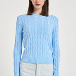 Maglia donna girocollo a trecce celeste 211971869 512 RALPH LAUREN 