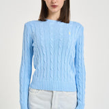 Maglia donna girocollo a trecce celeste 211971869 512 RALPH LAUREN 