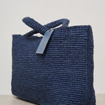 Borsa donna a mano in rafia blu V3.3EV VINTAGENAVY MANEBI' 
