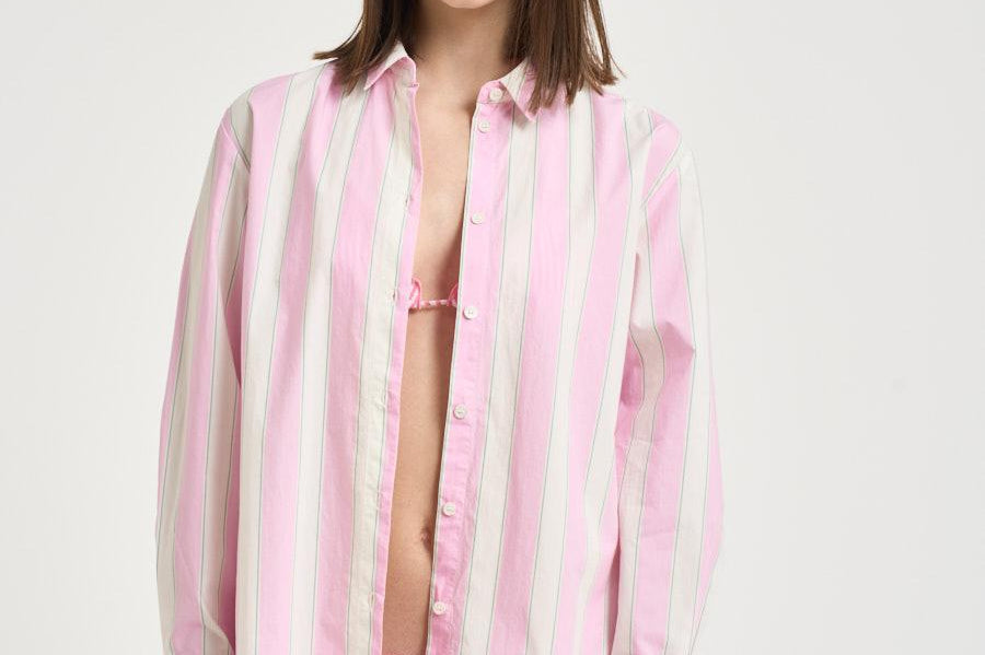 Camicia donna a righe rosa BRIG001 2153 MC2 SAINT BARTH 