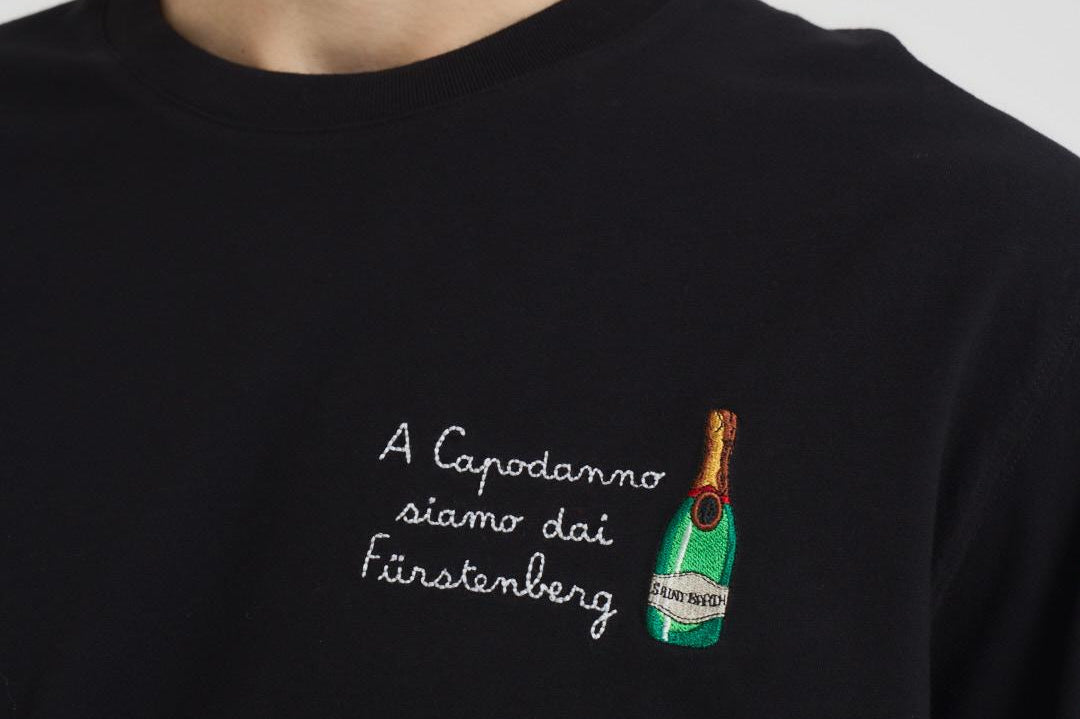 T-shirt uomo girocollo nera con ricamo ARNOTTWM DAIF00EMB MC2 SAINT BARTH 