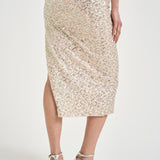 Gonna donna full paillettes cipria 609GO UNICA ACTUALEE 