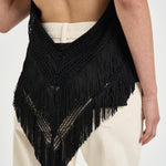Top donna nero crochet e frange TM190913A BLACK THE ANDAMANE 