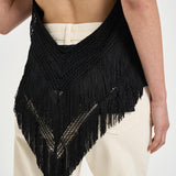 Top donna nero crochet e frange TM190913A BLACK THE ANDAMANE 