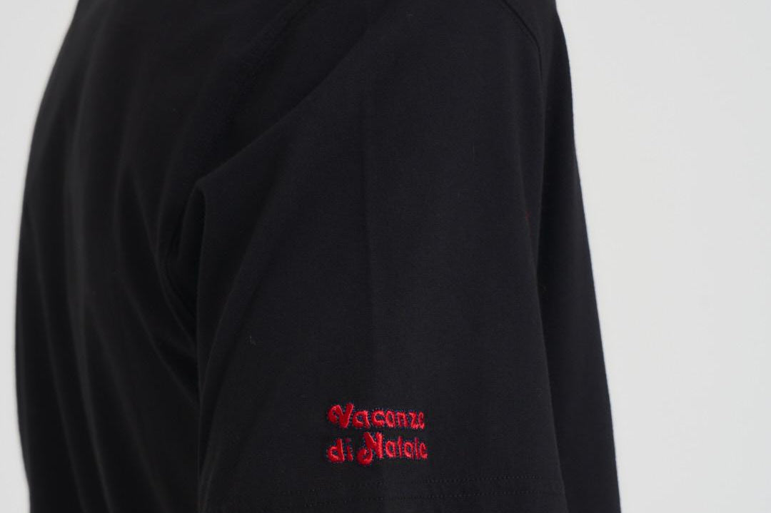 T-shirt uomo girocollo nera con ricamo ARNOTTWM DAIF00EMB MC2 SAINT BARTH 