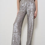 Pantalone donna Gong con paillettes argento D230733 GONG018 P.a.r.o.s.h. 