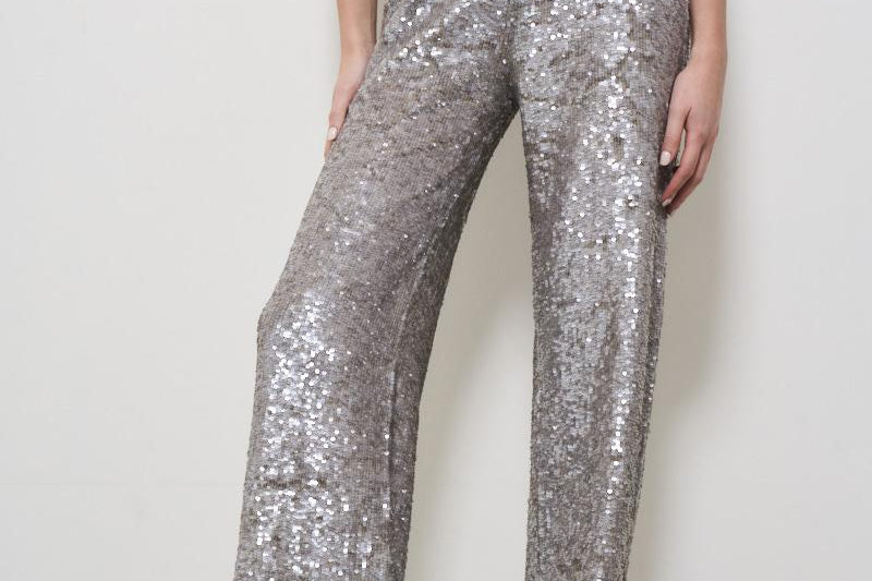 Pantalone donna Gong con paillettes argento D230733 GONG018 P.a.r.o.s.h. 