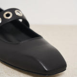 Ballerina donna Uma Eyelet nera con borchie RKLS08FL159 BLACK AEYDE 