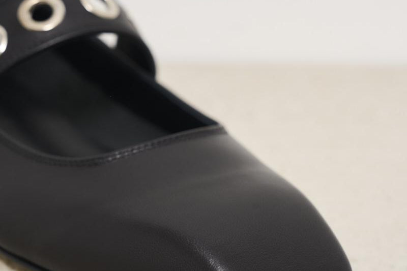 Ballerina donna Uma Eyelet nera con borchie RKLS08FL159 BLACK AEYDE 