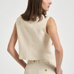 Gilet donna corto avorio D410047G RAISA26003 P.a.r.o.s.h. 