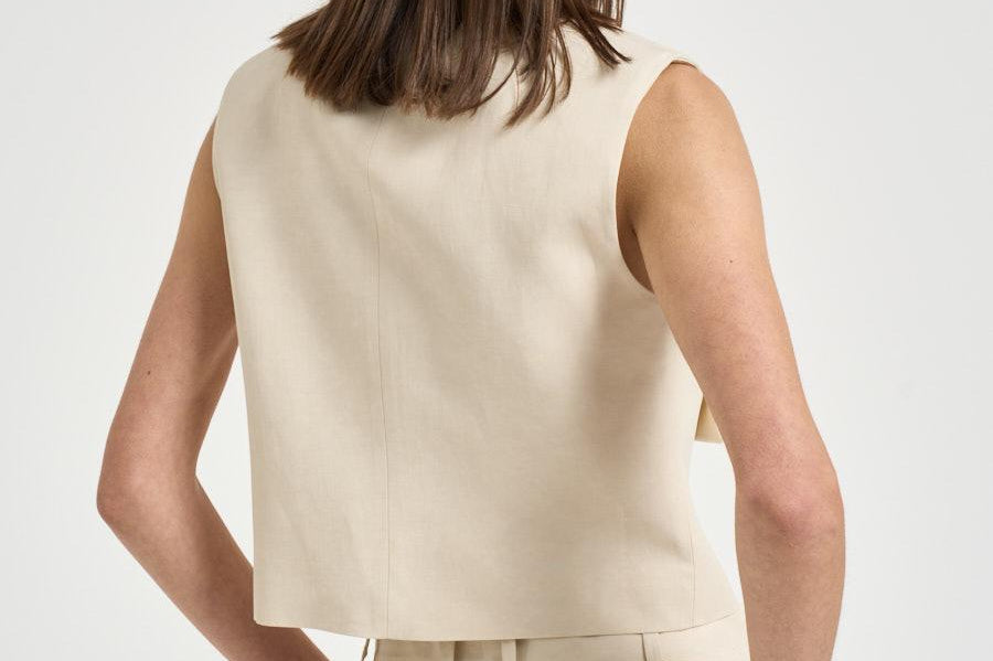 Gilet donna corto avorio D410047G RAISA26003 P.a.r.o.s.h. 