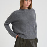 Maglione donna girocollo grigio. AMELIE 1300FLANELLE KUJTEN 