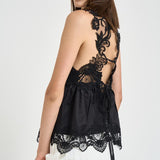 Top donna con ricami nero W08170581 BLACK MAURIZIO MYKONOS 