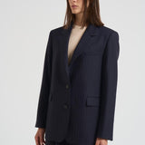 Giacca monopetto donna gessata blu navy GWP02461 P00209850629 GOLDEN GOOSE 