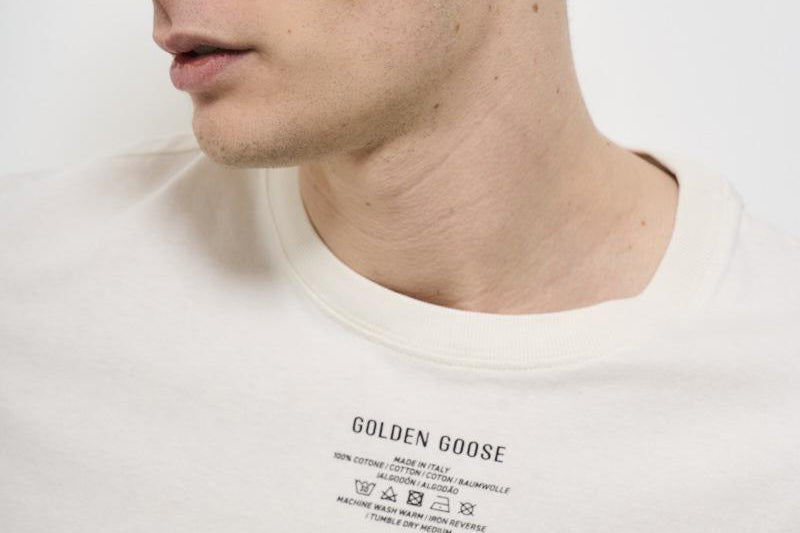 T-shirt uomo girocollo avorio GMP01220 P00188111421 GOLDEN GOOSE 