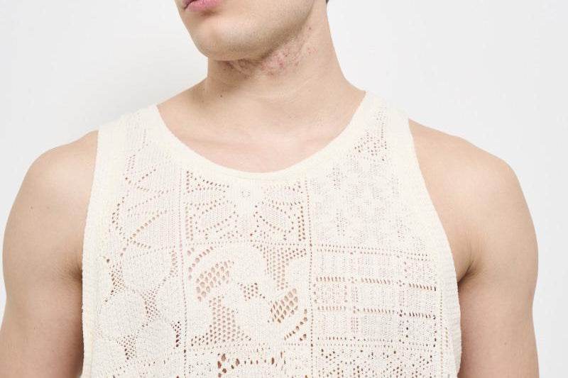 Canotta uomo traforata panna LDM101219 215215IVORY LES DEUX 