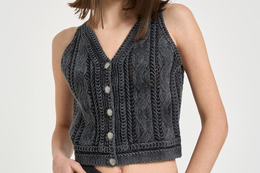 Gilet donna intrecciato grigio 106859 A3BAI91 PINKO 