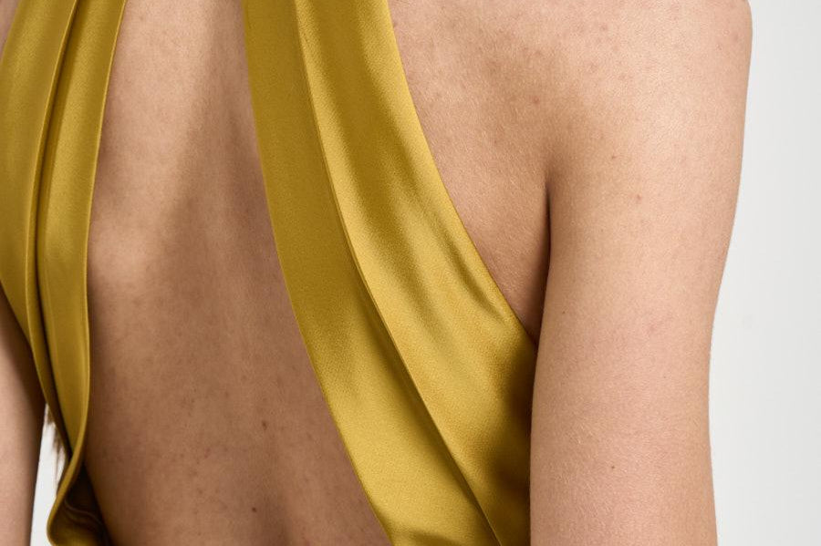 Abito donna lungo satinato ocra 16193 YELLOW ACTUALEE 
