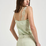 Top donna in stile lingerie verde 106623A385 LYDIAS86 PINKO 