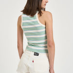 Canotta donna a righe verde e panna ADA 02677L MC2 SAINT BARTH 
