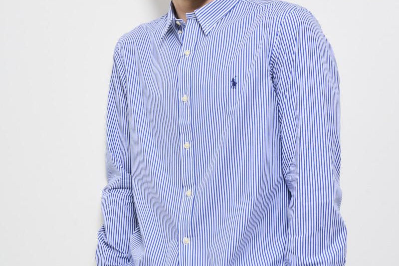 Camicia uomo a righe celeste 710928254 008 RALPH LAUREN 