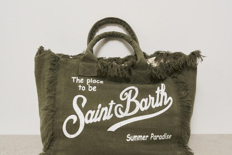 Borsa donna Vanity in lino verde VANITYLINEN 01189H MC2 SAINT BARTH 