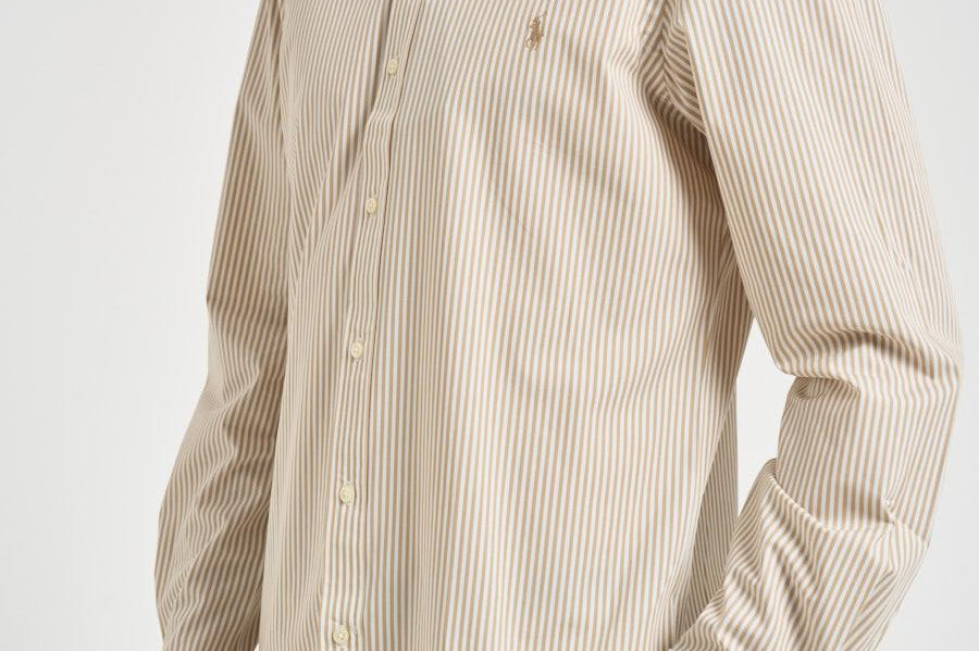 Camicia uomo a righe beige 710929344 500 RALPH LAUREN 