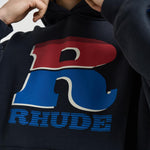 Felpa uomo con cappuccio blu notte HO06012 6011BLAKCREDBLUE RHUDE 