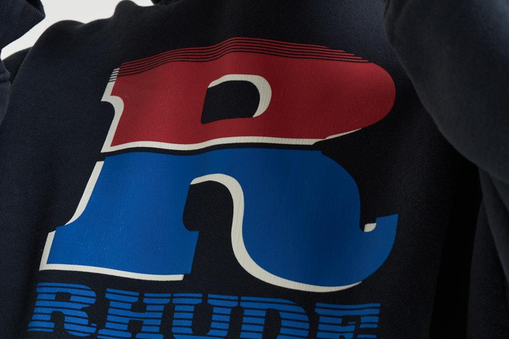 Felpa uomo con cappuccio blu notte HO06012 6011BLAKCREDBLUE RHUDE 