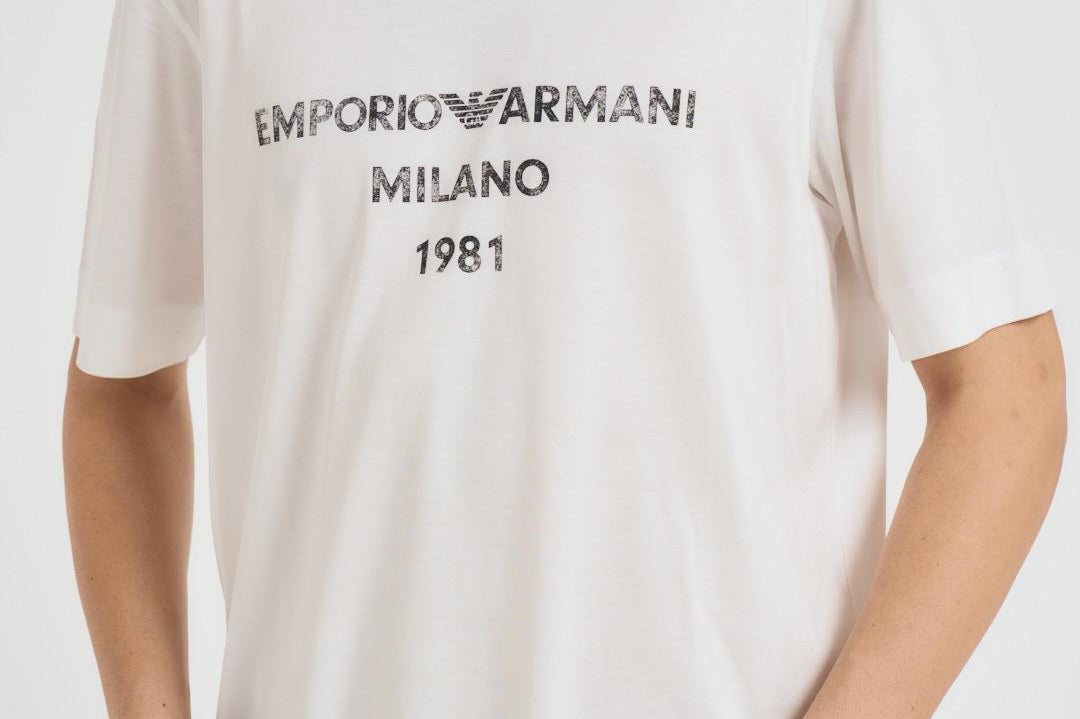 T-shirt con stampa logo effetto vintage bianca EM003466 AF10761U0003 EMPORIO ARMANI 