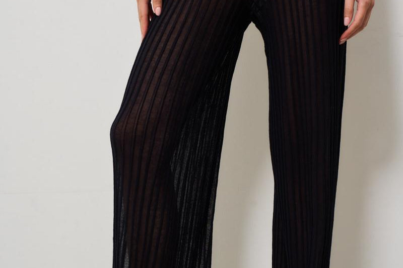 Pantalone donna semitrasparente a costine nero 105150 A2LSZ99 PINKO 