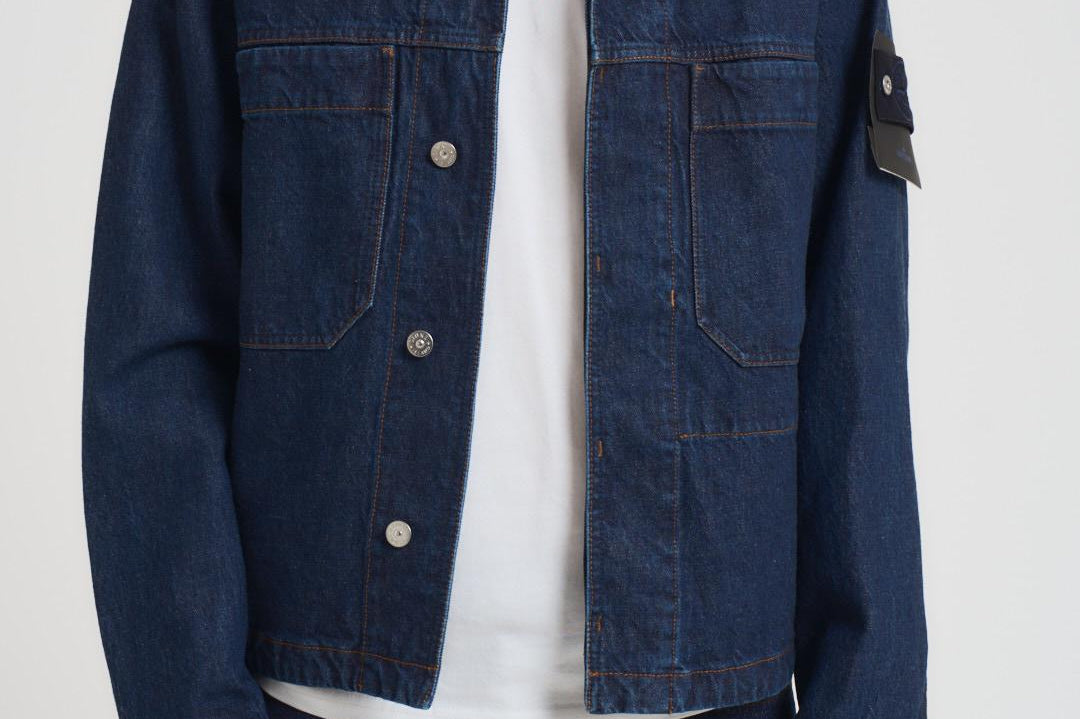 Giacca uomo stile camicia in denim scuro Q100027S00J7 VJ201 STONE ISLAND 