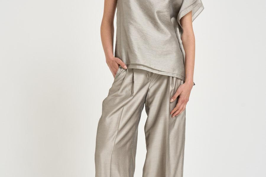 Camicia donna in organza semilucida grigia E06023 970 PESERICO 